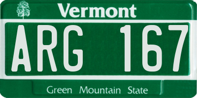 VT license plate ARG167