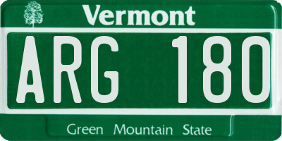 VT license plate ARG180