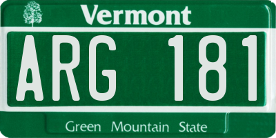 VT license plate ARG181