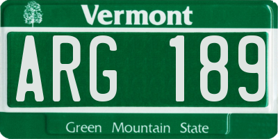 VT license plate ARG189