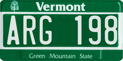 VT license plate ARG198