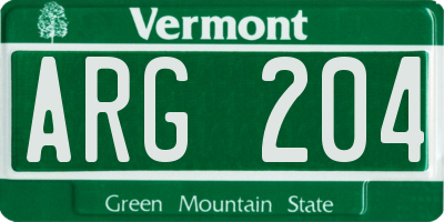 VT license plate ARG204
