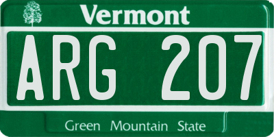 VT license plate ARG207