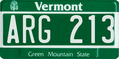 VT license plate ARG213