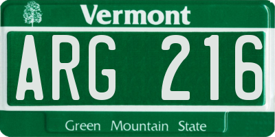 VT license plate ARG216