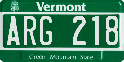 VT license plate ARG218