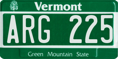 VT license plate ARG225