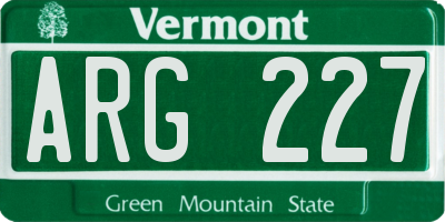 VT license plate ARG227