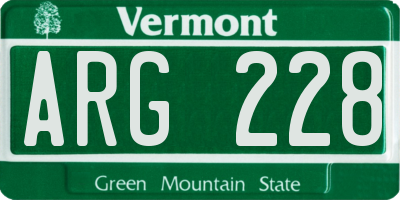 VT license plate ARG228