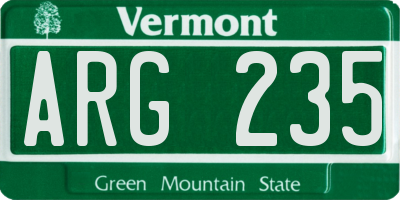 VT license plate ARG235