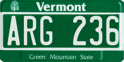 VT license plate ARG236