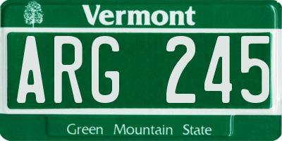 VT license plate ARG245