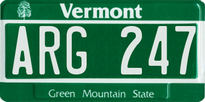 VT license plate ARG247