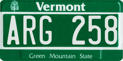 VT license plate ARG258