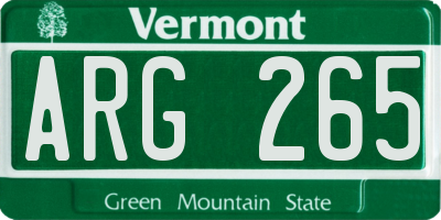 VT license plate ARG265