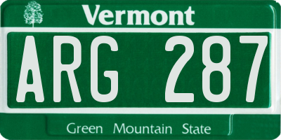 VT license plate ARG287