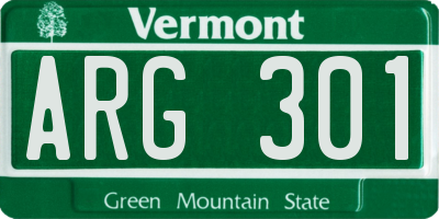 VT license plate ARG301