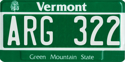 VT license plate ARG322