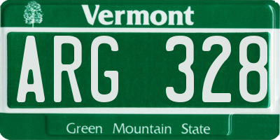 VT license plate ARG328