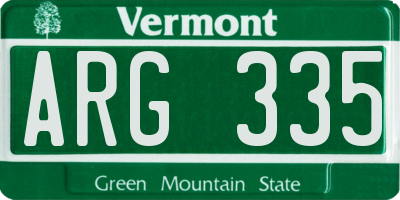 VT license plate ARG335