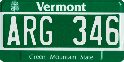 VT license plate ARG346