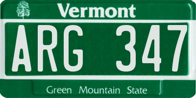 VT license plate ARG347
