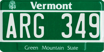 VT license plate ARG349