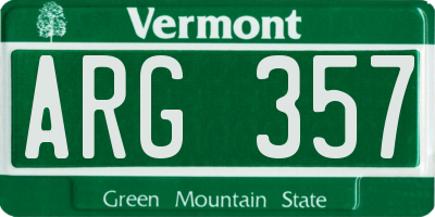 VT license plate ARG357
