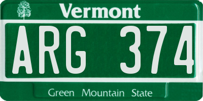 VT license plate ARG374