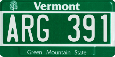VT license plate ARG391