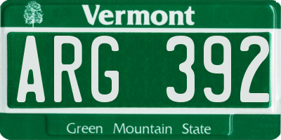 VT license plate ARG392