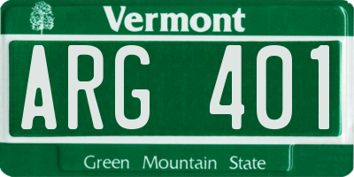 VT license plate ARG401