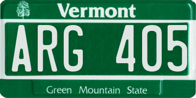 VT license plate ARG405