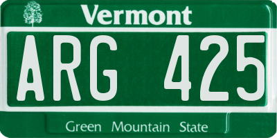 VT license plate ARG425