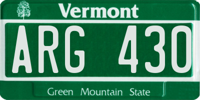 VT license plate ARG430