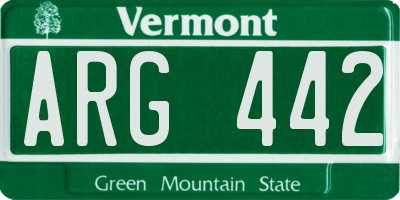 VT license plate ARG442