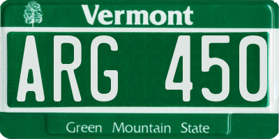 VT license plate ARG450
