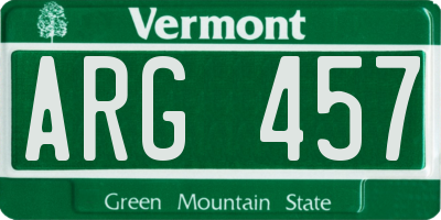 VT license plate ARG457