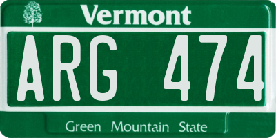 VT license plate ARG474