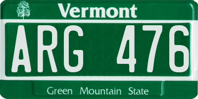 VT license plate ARG476
