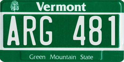 VT license plate ARG481