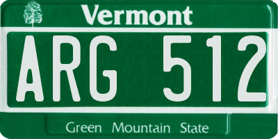 VT license plate ARG512