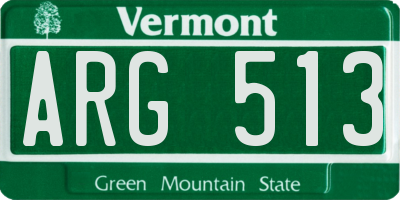 VT license plate ARG513