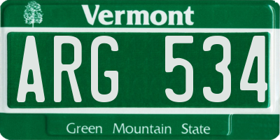 VT license plate ARG534