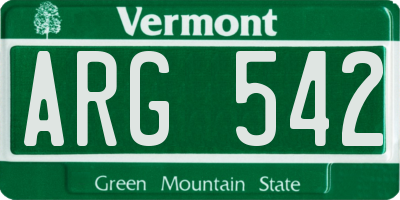 VT license plate ARG542