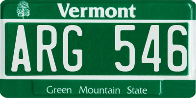 VT license plate ARG546