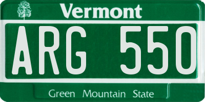 VT license plate ARG550