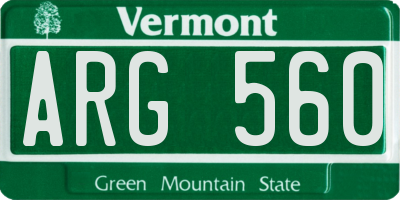 VT license plate ARG560