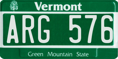 VT license plate ARG576
