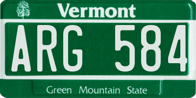 VT license plate ARG584